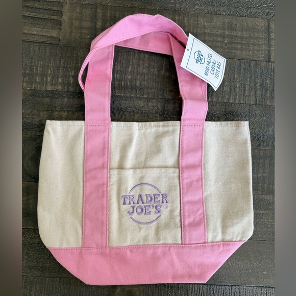 Trader Joe’s Mini Tote Bag Handbags - Trader Joe’s Viral Pink Mini Tote Bag 13” Reusable NWT Limited Edition